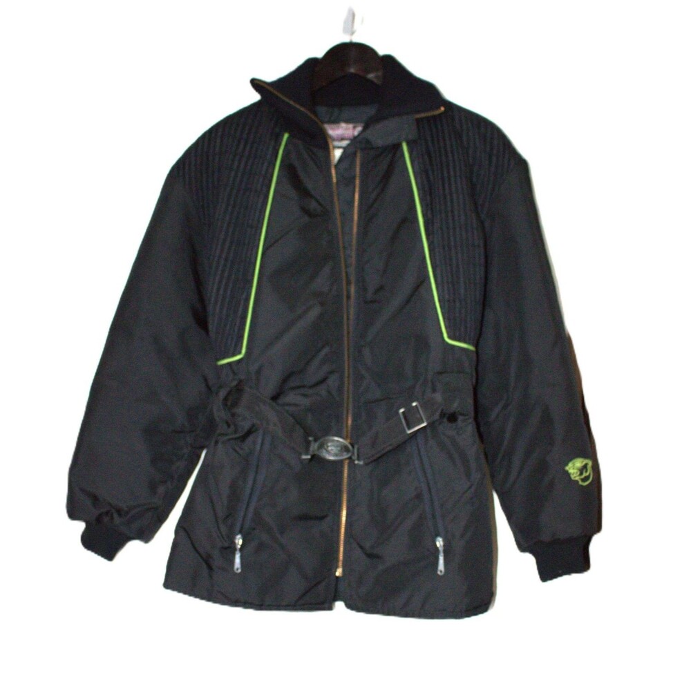 Arctic Cat Vintage Women Sz Small Black Green Logo Arcticwear Snowmobile Jacket